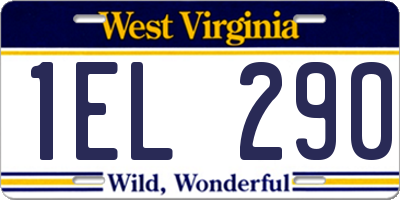 WV license plate 1EL290