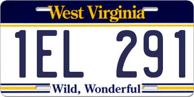 WV license plate 1EL291