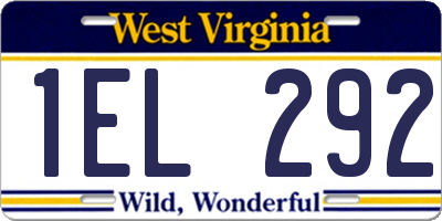 WV license plate 1EL292