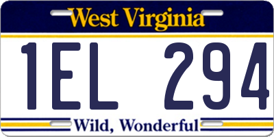 WV license plate 1EL294
