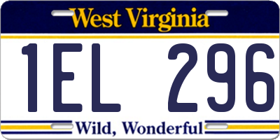 WV license plate 1EL296