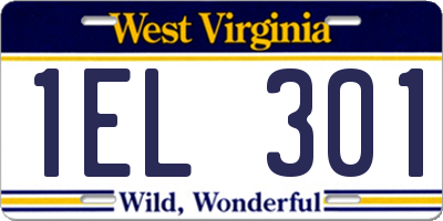 WV license plate 1EL301