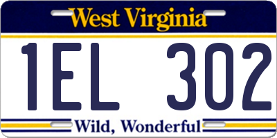 WV license plate 1EL302