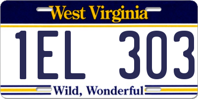 WV license plate 1EL303