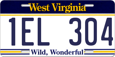 WV license plate 1EL304