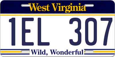 WV license plate 1EL307