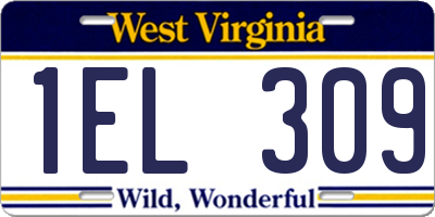 WV license plate 1EL309