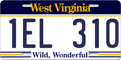 WV license plate 1EL310