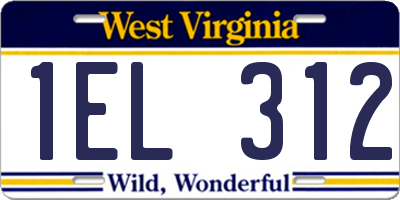 WV license plate 1EL312