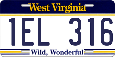 WV license plate 1EL316
