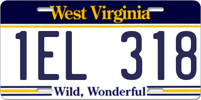 WV license plate 1EL318