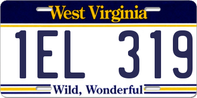 WV license plate 1EL319
