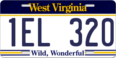 WV license plate 1EL320