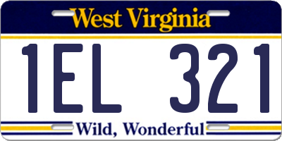 WV license plate 1EL321