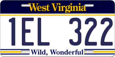 WV license plate 1EL322