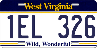 WV license plate 1EL326