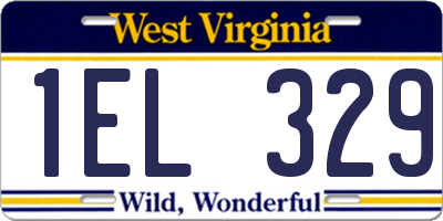 WV license plate 1EL329