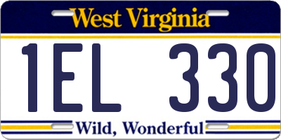 WV license plate 1EL330