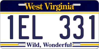 WV license plate 1EL331