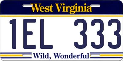 WV license plate 1EL333