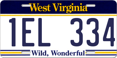 WV license plate 1EL334