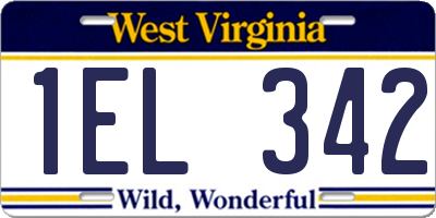 WV license plate 1EL342