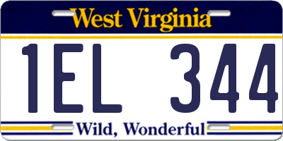 WV license plate 1EL344