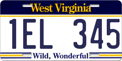 WV license plate 1EL345