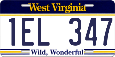 WV license plate 1EL347