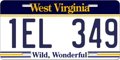 WV license plate 1EL349