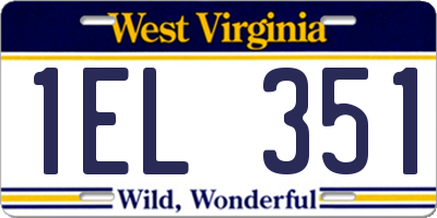 WV license plate 1EL351