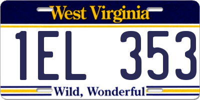 WV license plate 1EL353
