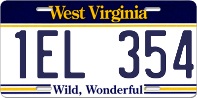 WV license plate 1EL354