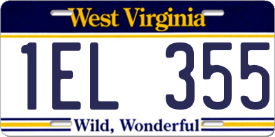 WV license plate 1EL355