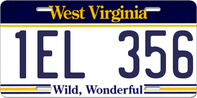 WV license plate 1EL356