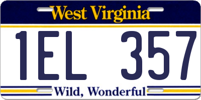 WV license plate 1EL357