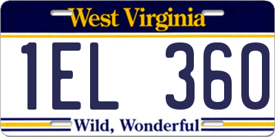 WV license plate 1EL360