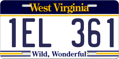 WV license plate 1EL361