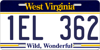 WV license plate 1EL362