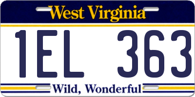 WV license plate 1EL363