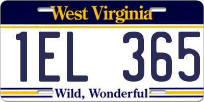 WV license plate 1EL365