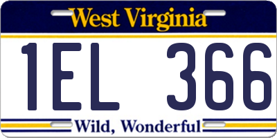 WV license plate 1EL366