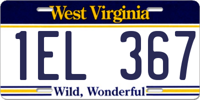 WV license plate 1EL367