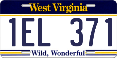 WV license plate 1EL371