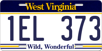 WV license plate 1EL373