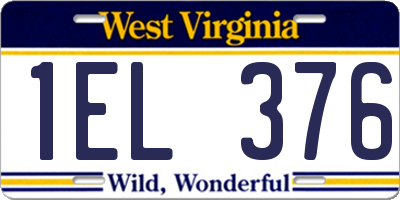 WV license plate 1EL376