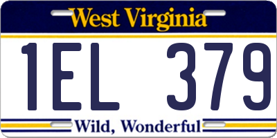 WV license plate 1EL379