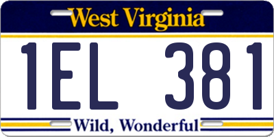 WV license plate 1EL381