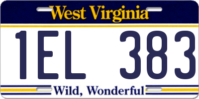 WV license plate 1EL383