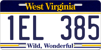 WV license plate 1EL385